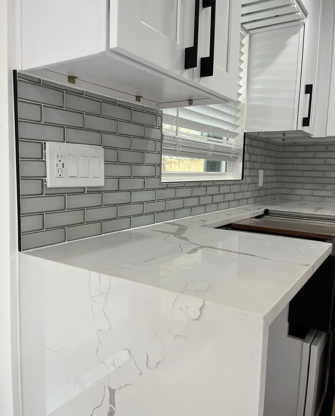 Backsplashes — finished glass subway tile kitchen backsplash