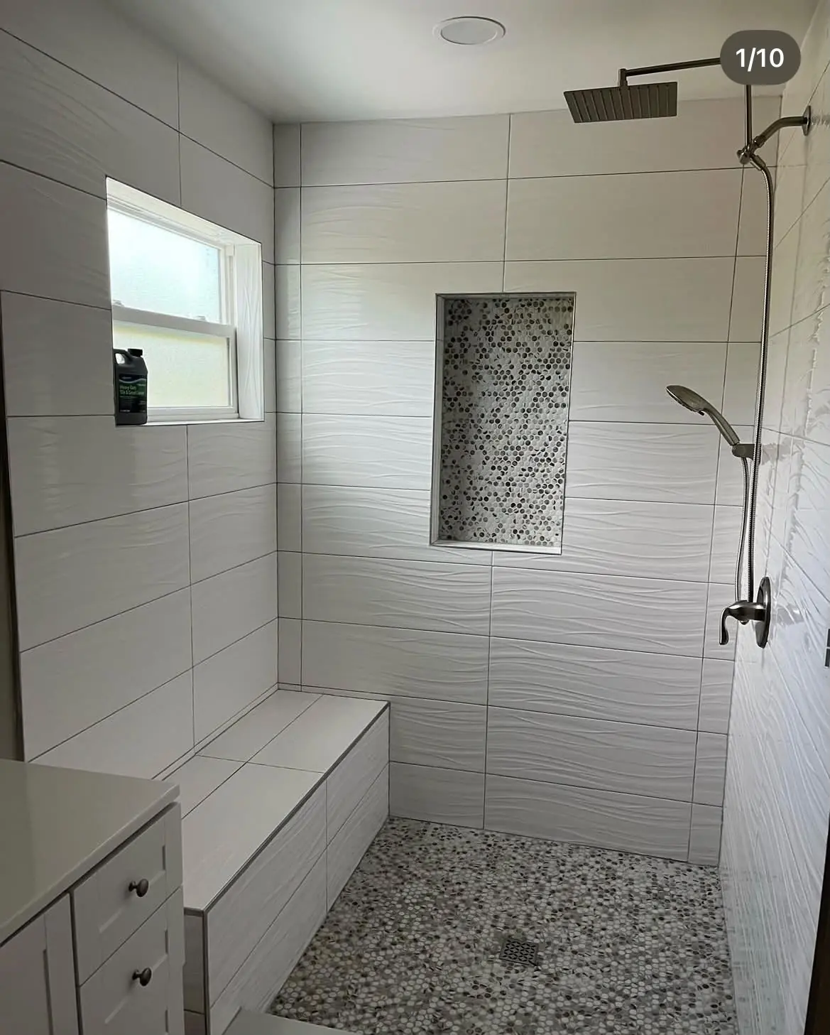 Finished wave tile shower